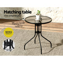 Gardeon 3PC Outdoor Bistro Set Table and Chairs Stackable Patio Furniture Black-6