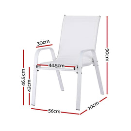 Gardeon 2PC Outdoor Dining Chairs Stackable Lounge Chair Patio Furniture White - 0