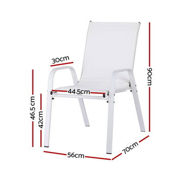 Gardeon 2PC Outdoor Dining Chairs Stackable Lounge Chair Patio Furniture White - 0