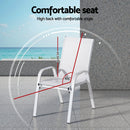 Gardeon 2PC Outdoor Dining Chairs Stackable Lounge Chair Patio Furniture White-5