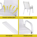 Gardeon 2PC Outdoor Dining Chairs Stackable Lounge Chair Patio Furniture White-6