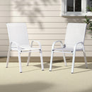 Gardeon 2PC Outdoor Dining Chairs Stackable Lounge Chair Patio Furniture White-7
