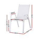 Gardeon 4PC Outdoor Dining Chairs Stackable Lounge Chair Patio Furniture White-2