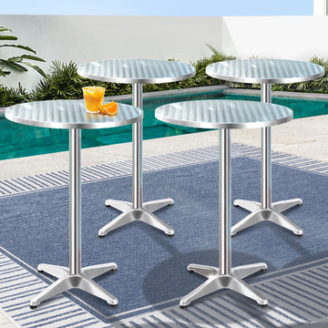Gardeon Set of 6 Outdoor Bar Table Aluminium Round 70/110CM - 0