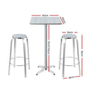 Gardeon 3-Piece Outdoor Bar Set Bistro Table Stools Adjustable Square Cafe-2