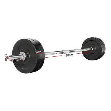 Everfit 28kg Barbell Set Weight Plates Bar Lifting Bench 168cm - 0