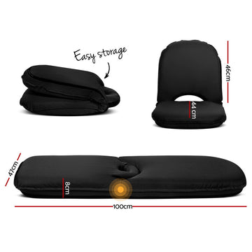 Artiss Floor Lounge Sofa Camping Chair Black - 0