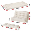 Artiss Floor Lounge Sofa Bed 2 Seater Pillow Leather White-2