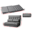 Artiss Lounge Sofa Bed 2-seater Grey Fabric-2