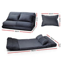 Artiss Floor Lounge Sofa Bed 2-seater Charcoal Suede-2