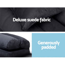 Artiss Floor Lounge Sofa Bed 2-seater Charcoal Suede-4