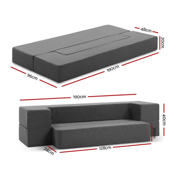 Giselle Bedding Foldable Mattress Folding Foam Sofa Bed Chair Grey - 0