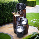 Gardeon Solar Water Feature Cascading Fountain 3-Tier Bucket LED light Bird 76CM-8