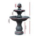 Gardeon Solar Water Feature 3-Tier Fountain with Pump Kit Bird Bath 93CM Black-2