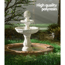 Gardeon Solar Water Feature 3-Tier Fountain with Pump Kit Bird Bath 93CM Ivory-4