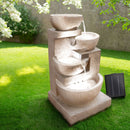 Gardeon Solar Water Feature Cascading Fountain 4-Tier Bowl LED Lights 72CM Sand-8