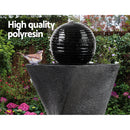 Gardeon Solar Water Feature Twisted Fountain LED Light Bird Bath 85CM Black-3