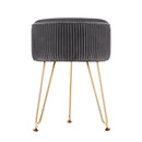 Artiss Ottoman Foot Stool Vanity Velvet Round Grey-3