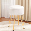 Artiss Ottoman Storage Foot Stool Vanity Velvet Round White-1