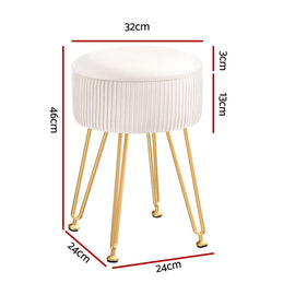 Artiss Ottoman Storage Foot Stool Vanity Velvet Round White - 0