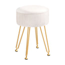 Artiss Ottoman Storage Foot Stool Vanity Velvet Round White-3