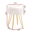 Artiss Ottoman Storage Foot Stool Vanity Velvet Round White-2