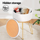 Artiss Ottoman Storage Foot Stool Vanity Velvet Round White-5