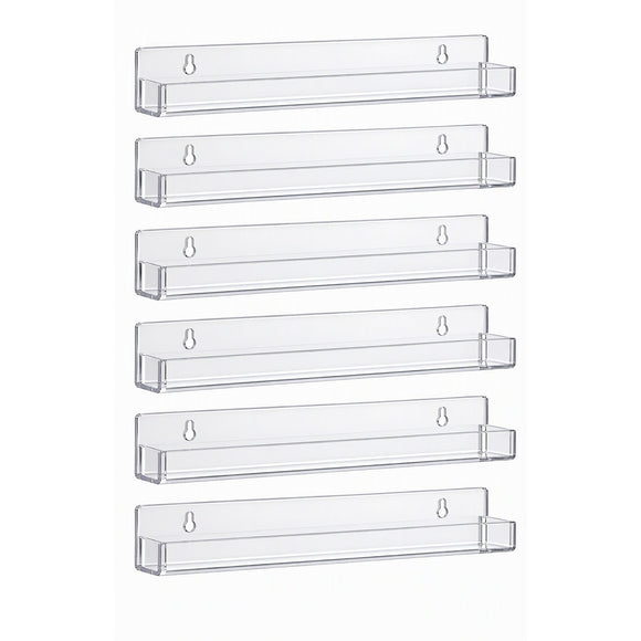Artiss 6-Pack Acrylic Wall Shelves, Clear Floating Display Shelf with Detachable Panels & Front Lip