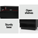 Artiss Bedside Table LED with 2 Shelves - HANA Black-5