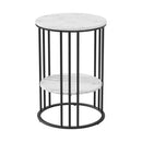 Artiss Coffee Table 2-Tier Round Marble Effect-1