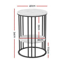 Artiss Coffee Table 2-Tier Round Marble Effect-2