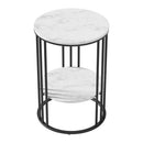 Artiss Coffee Table 2-Tier Round Marble Effect-3
