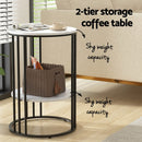 Artiss Coffee Table 2-Tier Round Marble Effect-4