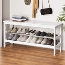 Artiss Shoe Rack Cabinet Bamboo Bench 10 Paris White-7