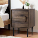 Artiss Bedside Table Nightstand 2 Drawers - Walnut-7