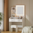 Artiss Dressing Table Set Stool Led White Doria-1