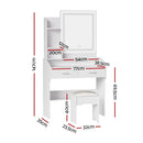 Artiss Dressing Table Set Stool Led White Doria-3