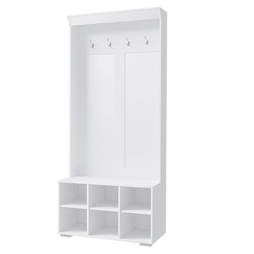 Artiss Shoe Rack Cabinet Hall Tree Coat Rack 180CM White - 0