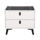 Artiss Smart Bedside Table 2 Drawers with Wireless Charging Ports LED White AIKA-3