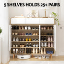 Artiss Shoe Rack Cabinet 25 Pairs Storage Cupboard Pine&White-5