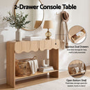 Artiss 2-Drawer Console Table, Scalloped Entryway Table with Safe Rounded Corners, 100 x 31 x 80 cm-5