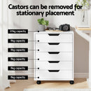 Artiss 5-Drawer Filing Cabinet Mobile Rolling Storage Cabinet Chest of Drawers Stand White-5