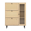 Artiss Shoe Rack Cabinet 3 Flip-out Drawers Pine-5
