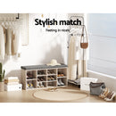 Artiss Shoe Rack Cabinet Shoe Bench Fabric Seat Pine BOA-5