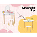Keezi Kids Dressing Table Chair Set Wooden Leg Vanity Makeup Drawer Mirror-6