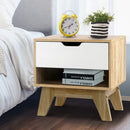 Artiss Bedside Table 1 Drawer with Shelf - IKER White & Oak-7