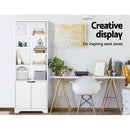 Artiss Bookshelf with Cabinet - GINA White-7