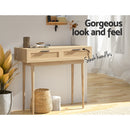 Artiss Console Table 2 Rattan Drawers-6