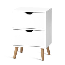 Artiss Bedside Table 2 Drawers - BODEN White - 0