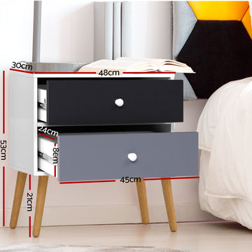 Artiss Bedside Table 2 Drawers - BONDS White - 0
